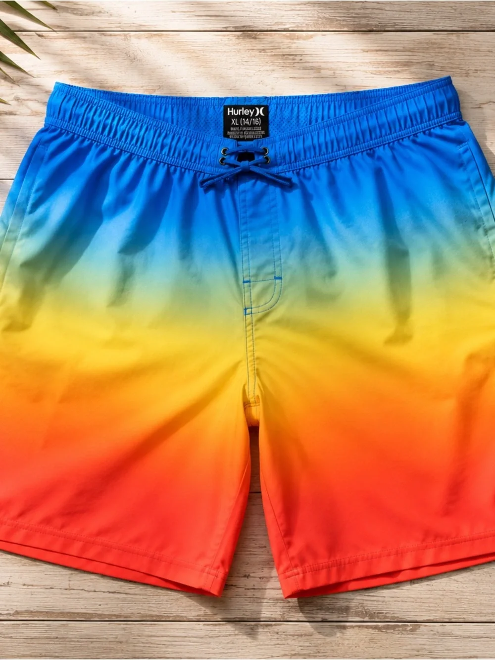 Hurley Men’s Blue to Red Ombre Swim Board Shorts